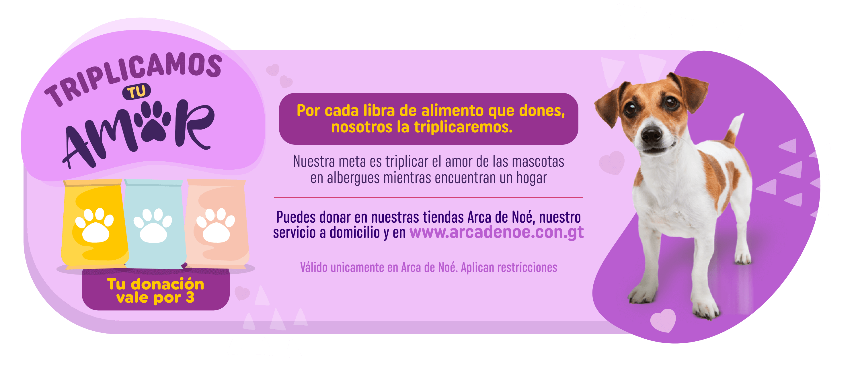por cada libra de alimento que dones Arca donará una adicional