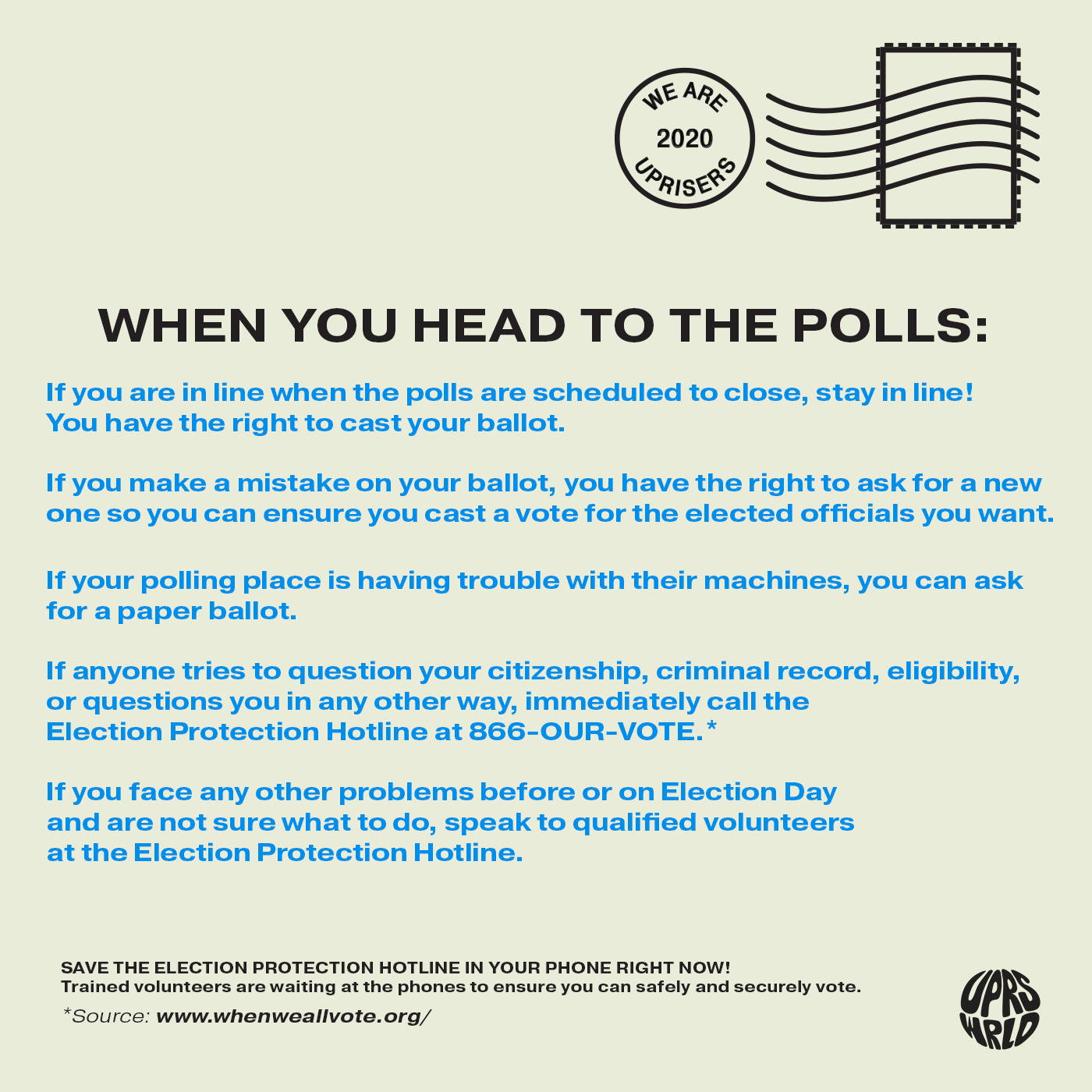know your voting rights on election day 2020 uprisers