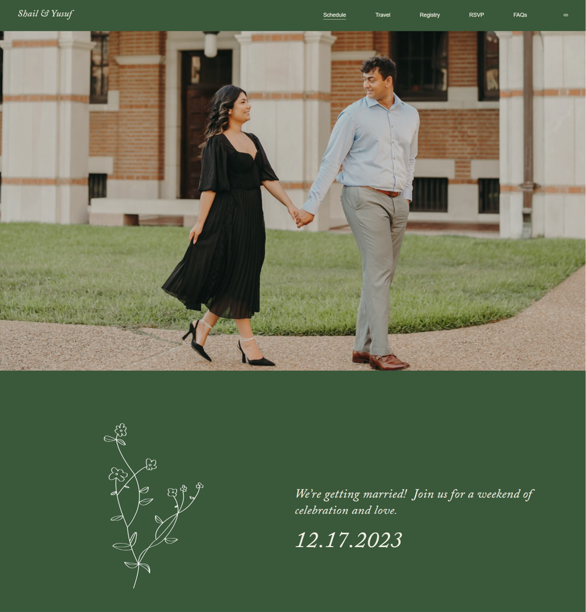 Screenshot of Shail & Yusuf, from the wedding websites collection.