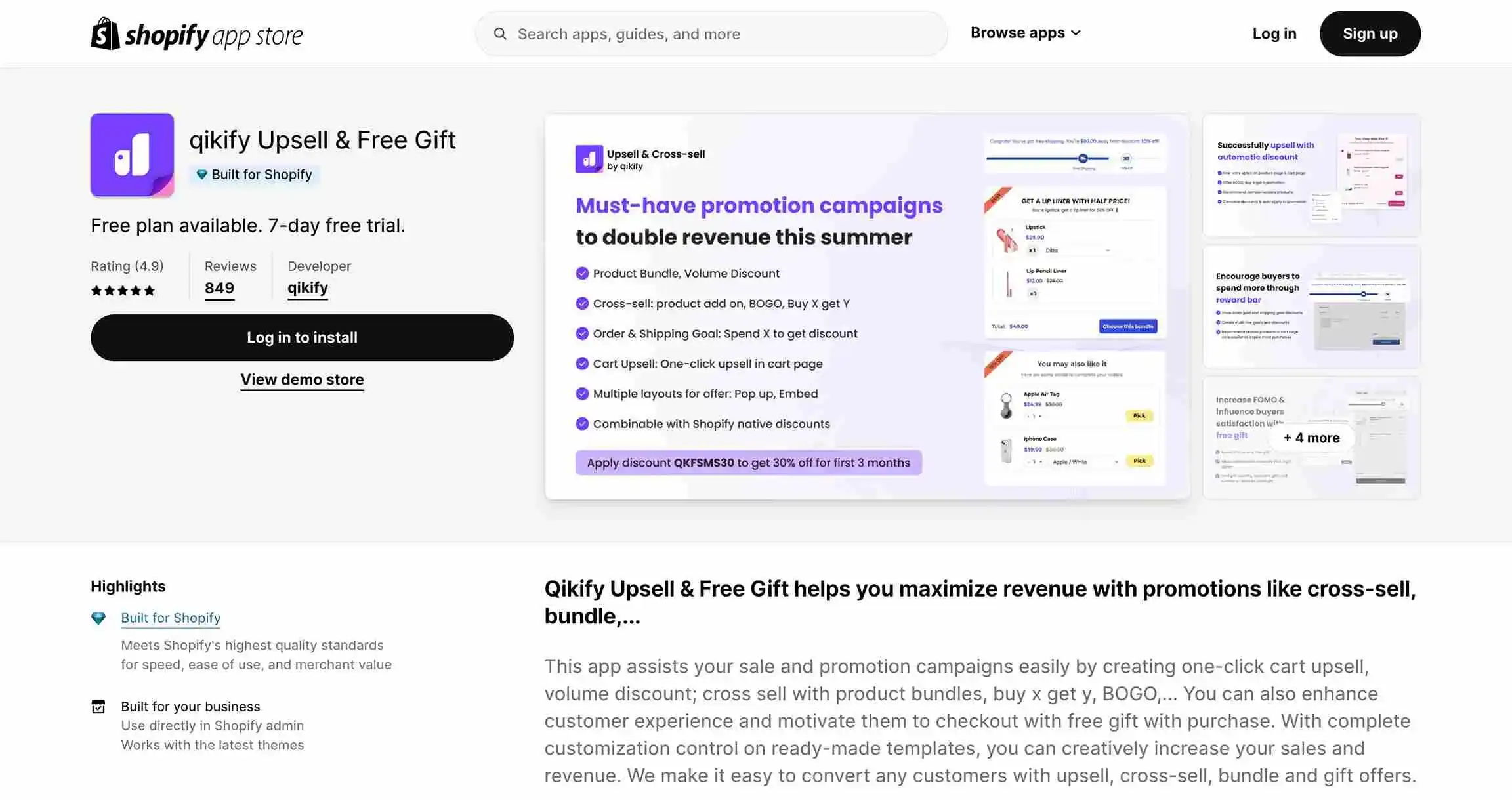 qikify upsell free gift