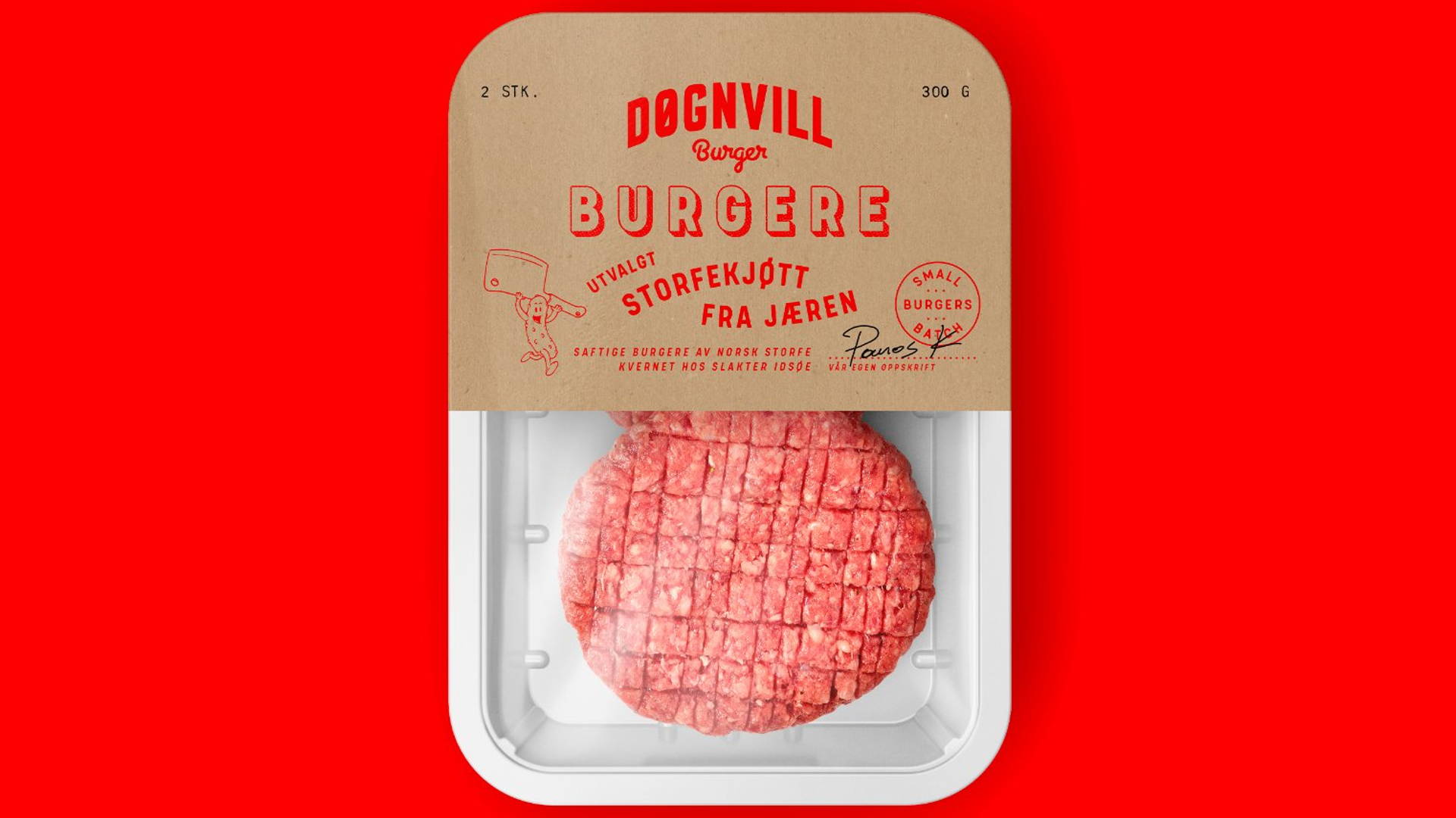 Featured image for Døgnvill Burger Meat Packaging Exudes The Same Humorous Vibe That Their Restaurant Gives Off