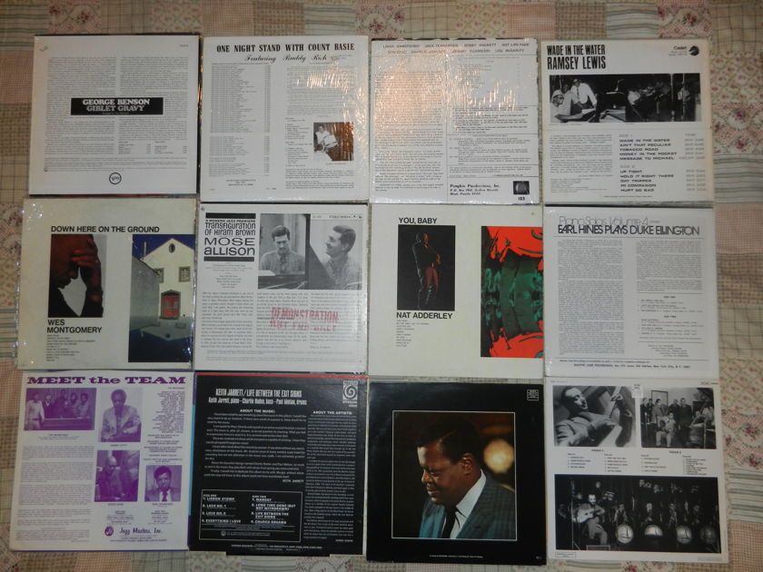 13 LPs Jazz LP Lot Louis Armstrong Montgomery Oscar Peterson Ramsey Lewis Sonny Stitt Allison Mose - Earl Hines Nat Adderley Count Basie Jarrett RARE [8/10 and higher]