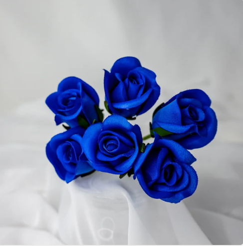 Blue Velveteen Rose Bud - Realistic Artificial Flowers - Image 3