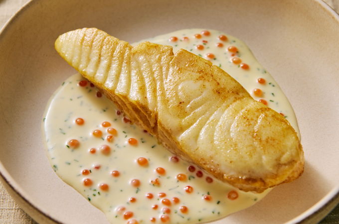 Halibut in White Wine Cream Sauce