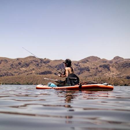 Fishing inflatable paddle boards for adults in Canada lake can bear fishing gears