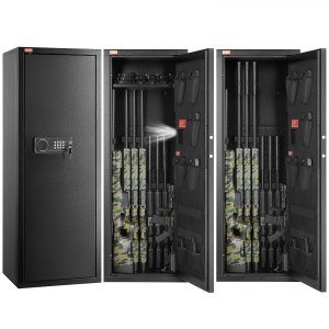 VEVOR 10-12 Rifles Gun Safe, Rifle Safe with Lock & Digital Keypad, Quick Access Tall Gun Storage Ca