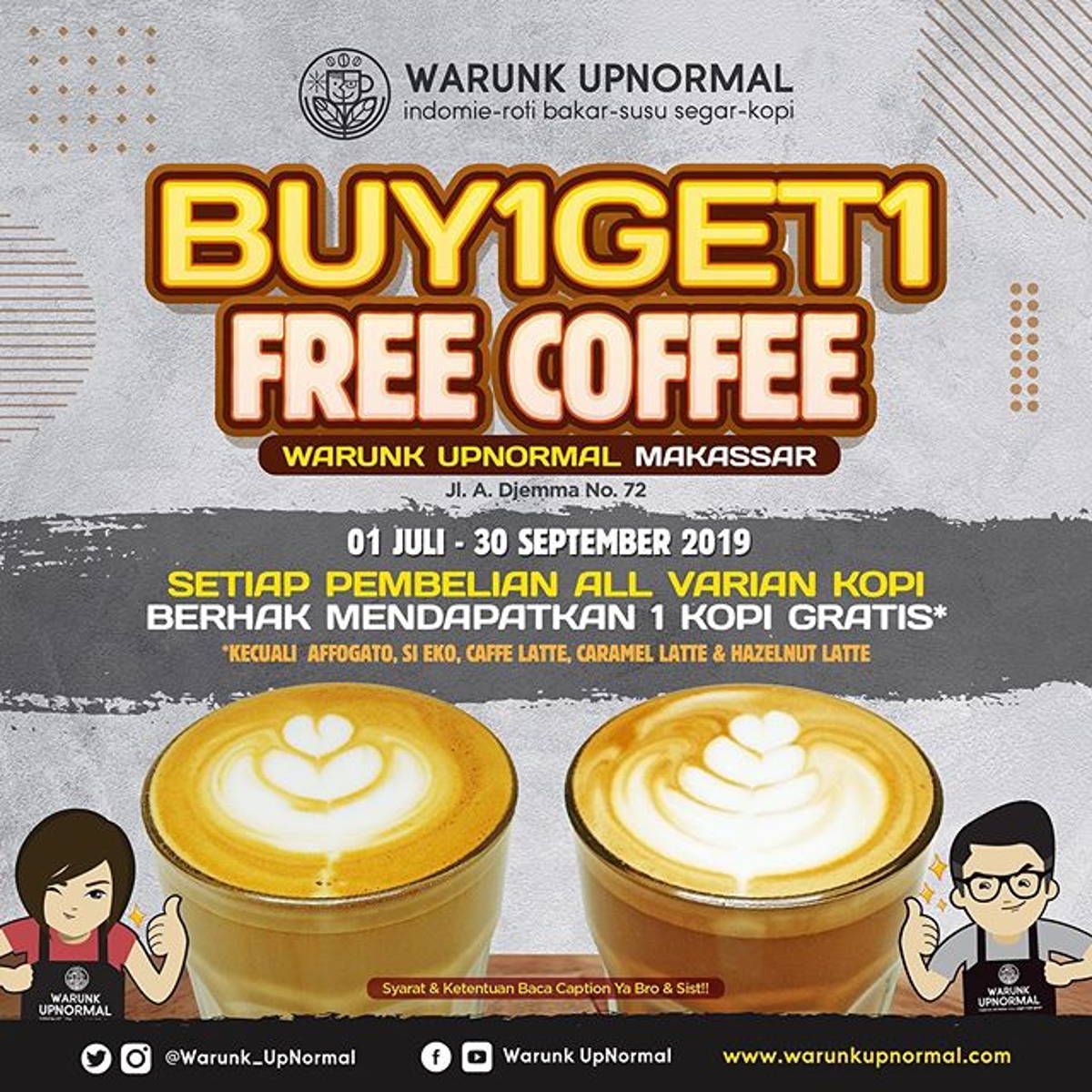 Katalog Promo: Warunk Upnormal Makassar: Promo BUY 1 GET 1 FREE Coffee - 1