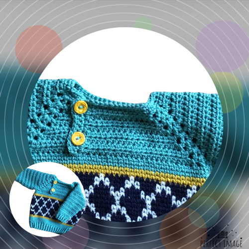 Padrão de crochê para suéter infantil com fecho diagonal