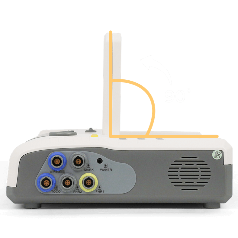 Fetalmonitor mit um 90 Grad klappbarem Touchscreen