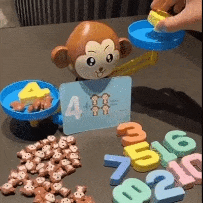Example of how to use the Montessori Monkey Math educational toy.