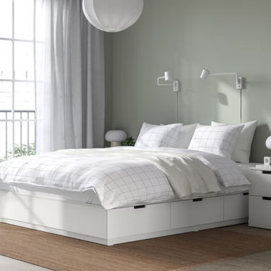 Cadre lit avec rangement blanc + matelas NEUF!