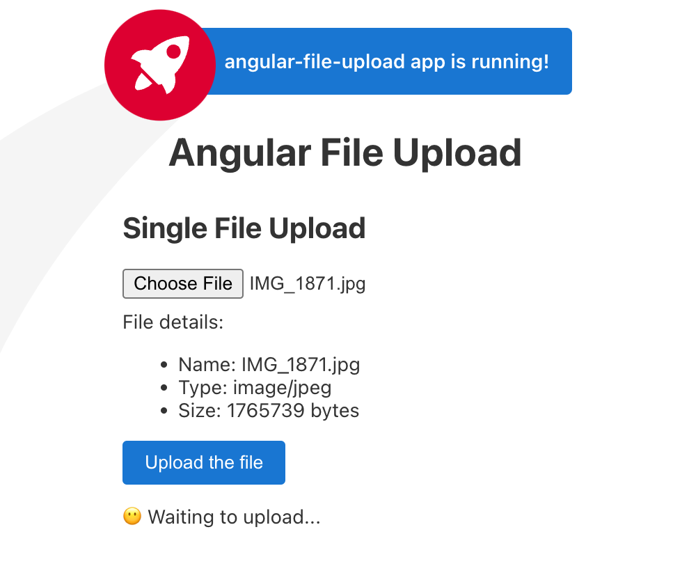 Single file upload file selected