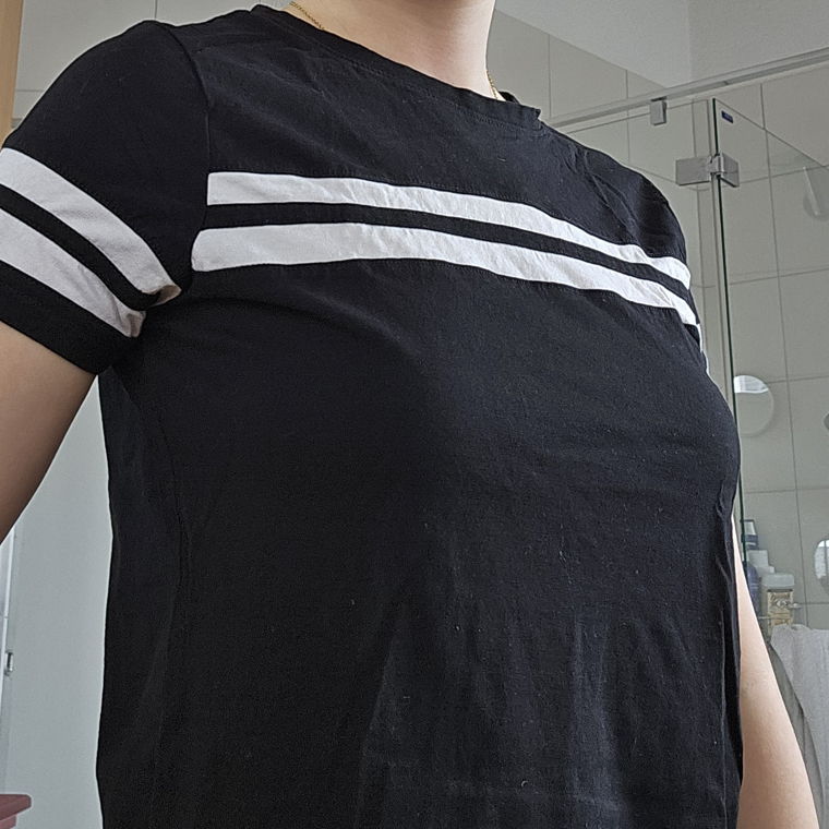 black tshirt with white stripes