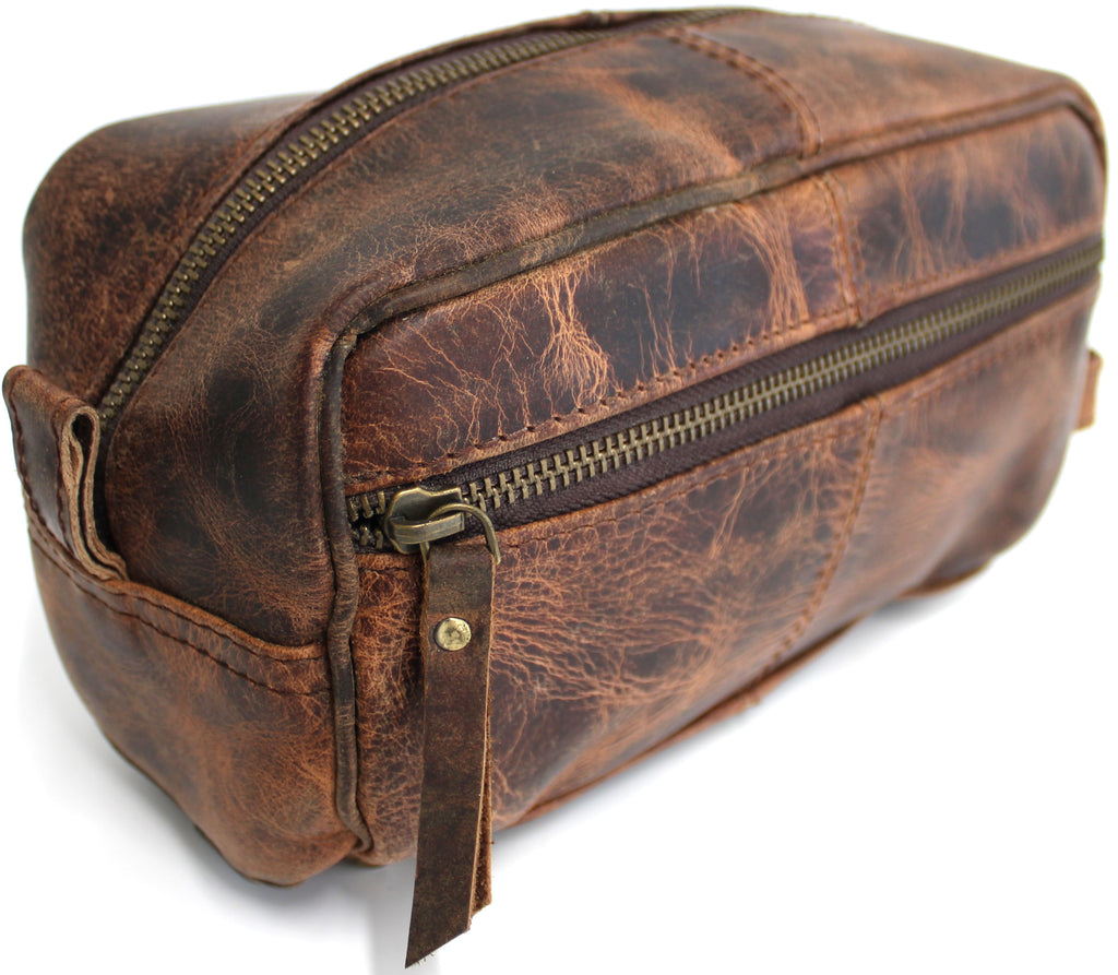 Quality Full Grain Genuine Hunter Leather Toiletry Bag - Image 2