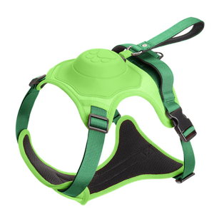 Vibe Geeks Ultimate 2-in-1 Reflective No-Pull Dog Harness with Retractable Leash & Control Handle – Green