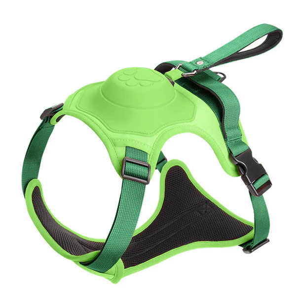 Vibe Geeks Ultimate 2-in-1 Reflective No-Pull Dog Harness with Retractable Leash & Control Handle – Green
