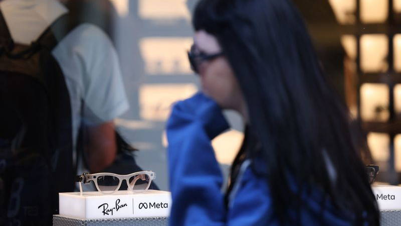 A pair of Ray-Ban Meta smart glasses on display in the window of a Ray Ban store in London, UK, on Friday, July 19, 2024. The luxury sector faces more scrutiny when companies report as feeble demand pressures margins.