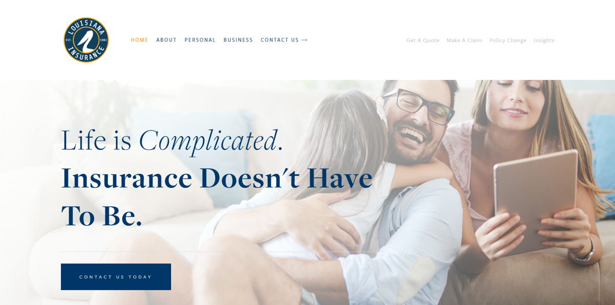 Screenshot of Louisiana Insurance Services, from the insurance agent websites collection.