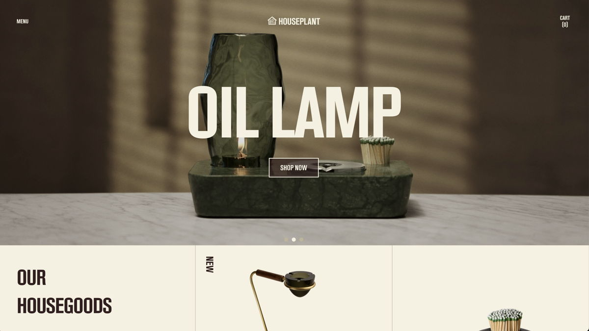 Screenshot of Houseplant, from the shopify stores collection.