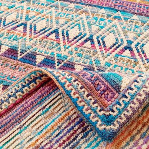 ANCIENT STORIES. Overlay mosaic crochet blanket pattern