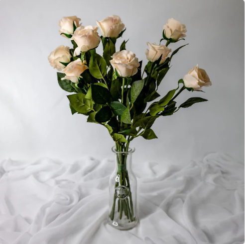 Pale Peach Real Touch Half Bloom Rose - Realistic Artificial Flowers - Image 2