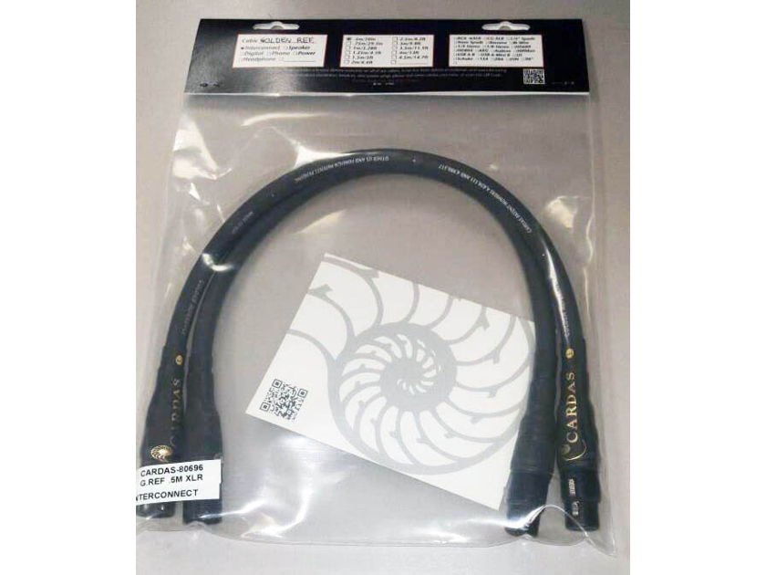 CARDAS AUDIO Golden Reference “legacy” Interconnect Cable (0.5M Pair - XLR); Certificate of Authenticity; New-in-Box/Bag; 50% Off Retail