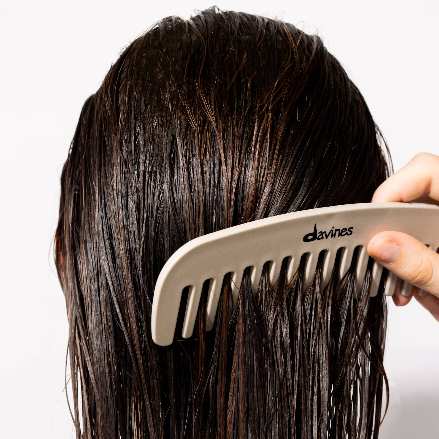 Davines comb brushing damp, healthy hair
