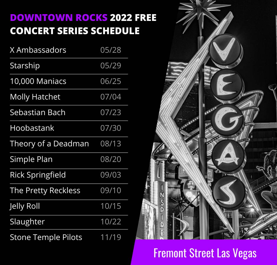 2022 Fremont Street Downtown Rocks Free Concert Schedule