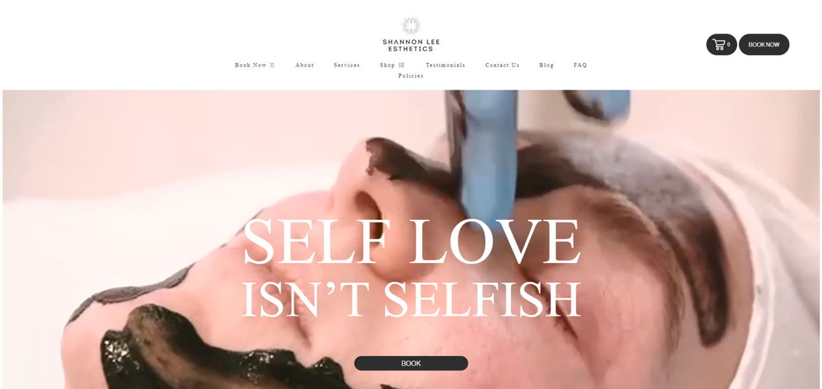 Screenshot of Shannon Lee Esthetics, from the brown websites collection.