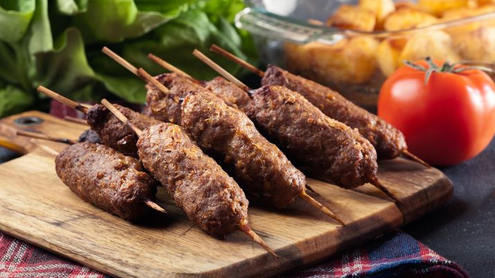 Kebabs and kofta, skewers of succulent grilled meat, seasoned with aromatic spices
