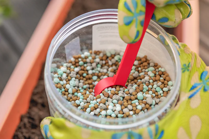 Granular fertilzer in a jar