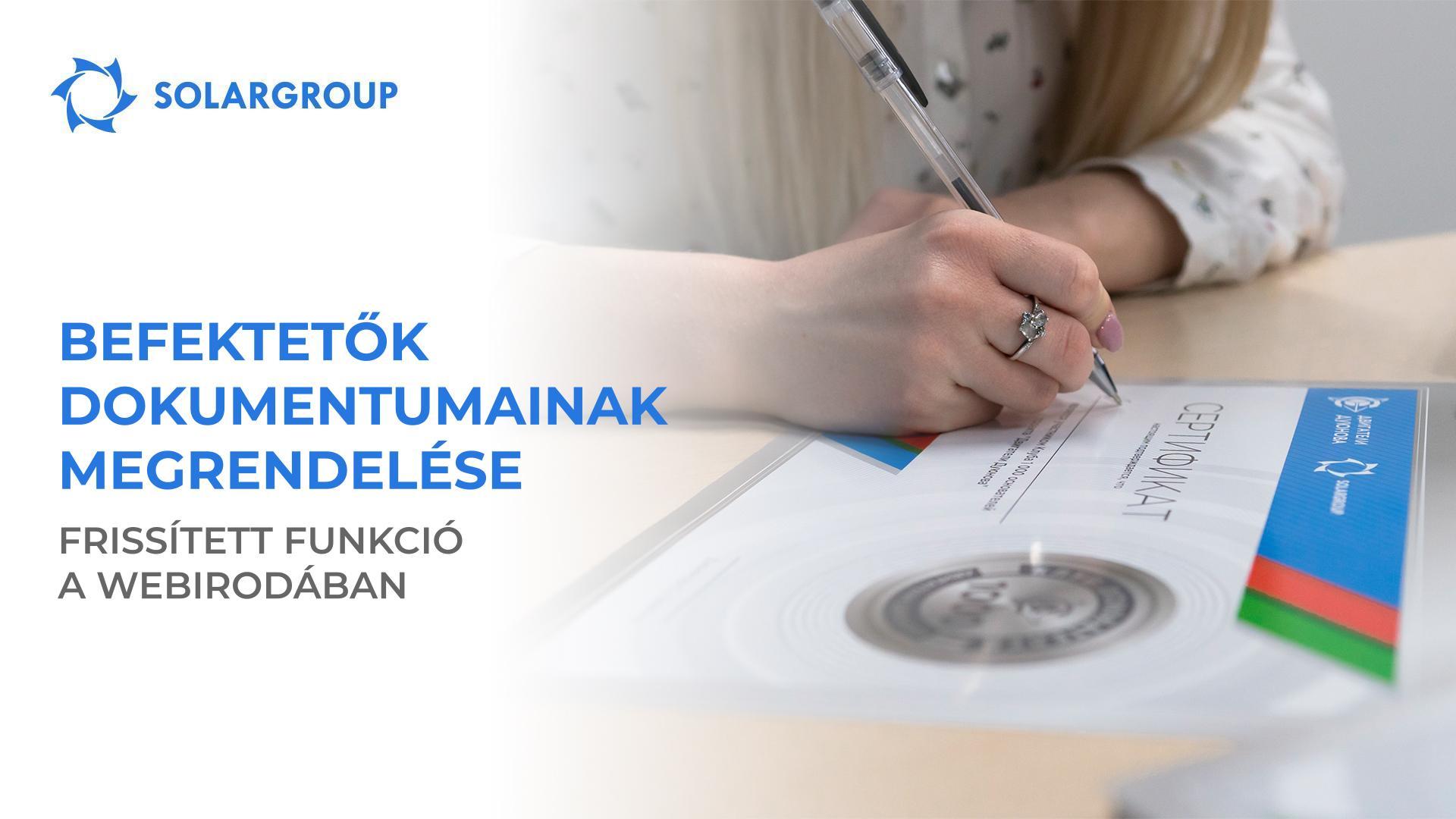 Befektetői dokumentumok megrendelése: frissített funkciók a webirodában