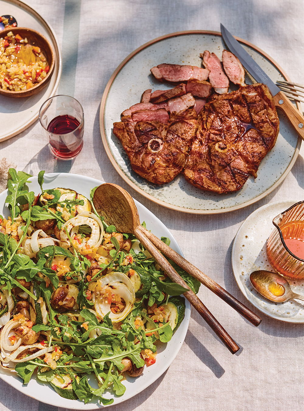 Harissa Grilled Lamb with Grilled Vegetable Salad | RICARDO