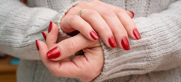 Skin, Nail polish, Nail care, Finger, Gesture, Nail, Thumb, Pink, Manicure, Material property