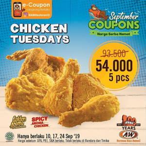 A&W: Promo 10 e-Coupon A&W September 2019! sampai 09/30/2019