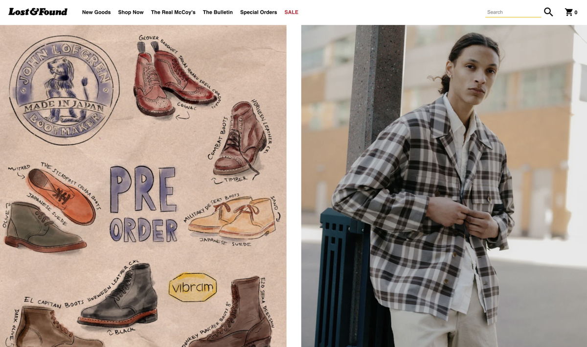 Screenshot of Lost & Found, from the ecommerce websites collection.