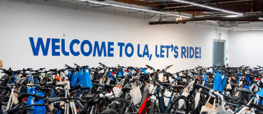 bikes in the Los Angeles Upway warehouse