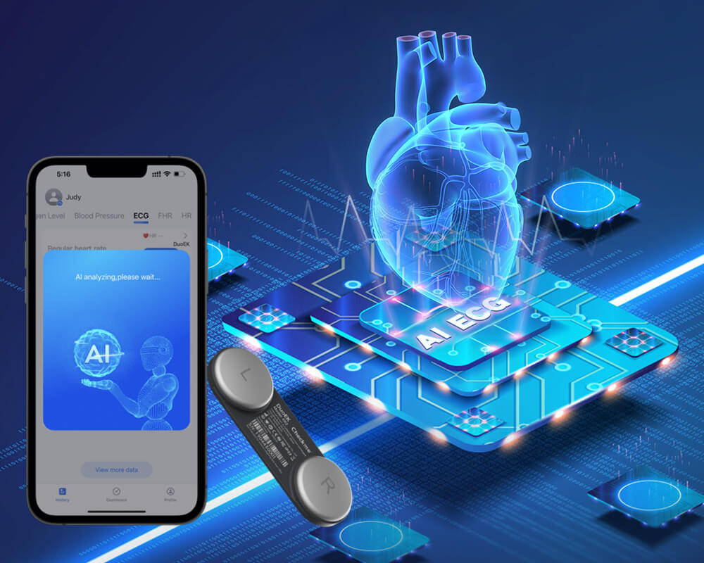 detect arrhythmias with portable ecg monitor with AI analysis 