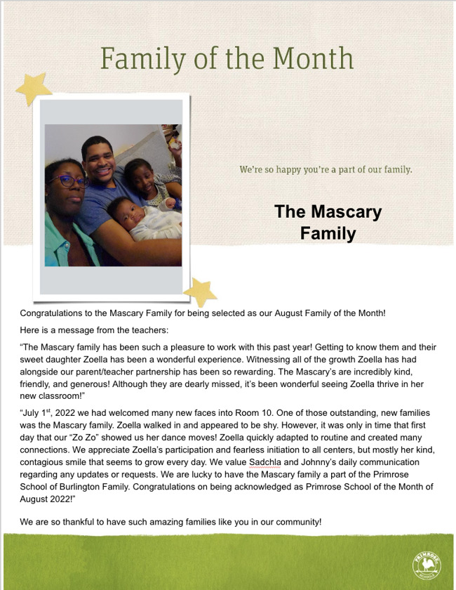 August Family of the Month!