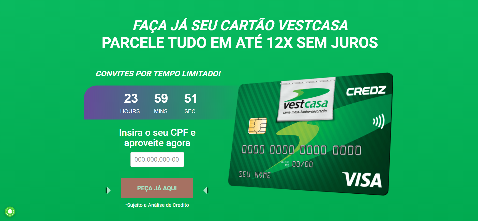 Review cartão VestCasa 2021. Fonte: VestCasa.