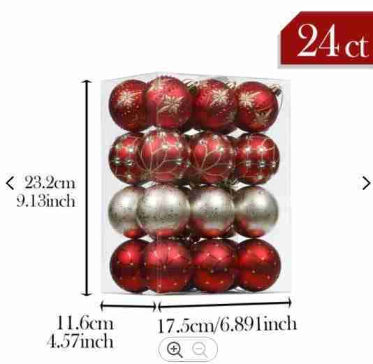 Premium 60Mm 24Pcs Red And Gold Christmas Decoration