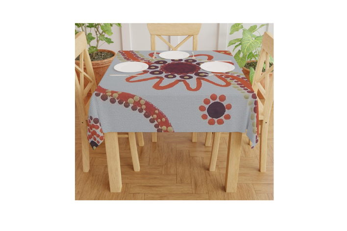 Vibrant Floral Tablecloth, Bohemian Kitchen Decor, 55.1" Square - Image 3