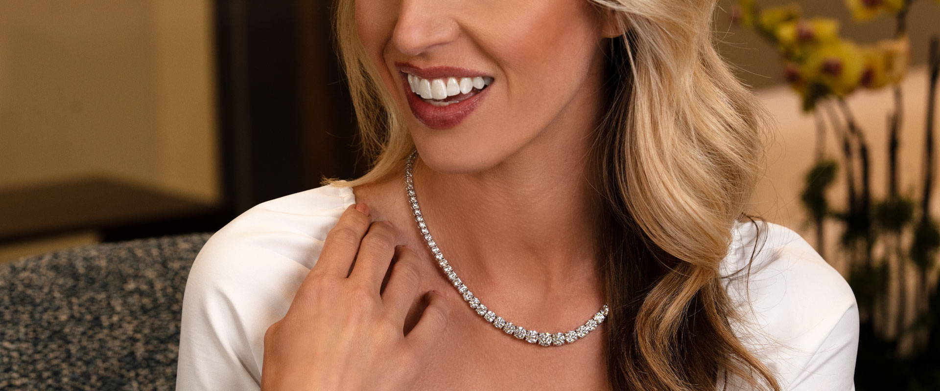 Jewelry box with diamond necklace and orchids