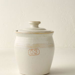 French Grey Embossed Stripe Canister - Small