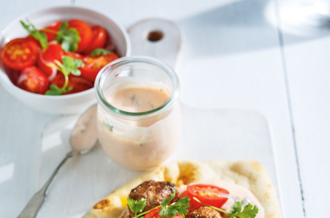 Beef Keftas on Naan Bread