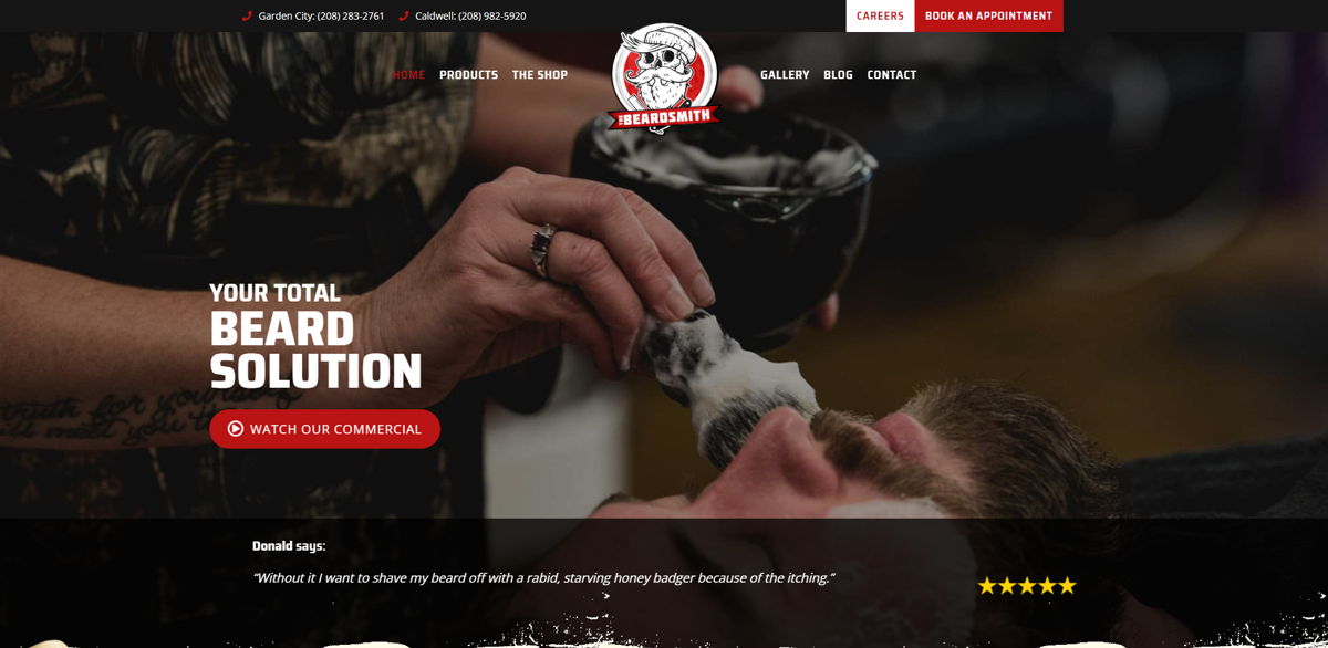 Screenshot of The Beardsmith, from the barber & barbershop websites collection.