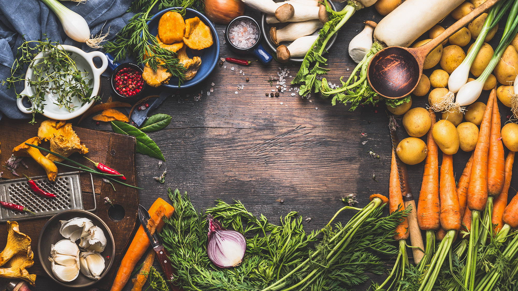 Display of herbs & root vegetables 