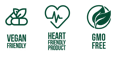 Vegan, GMO, Heart Friendly Icon