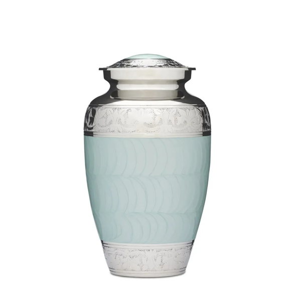 Blue Enamel & Nickel Urn