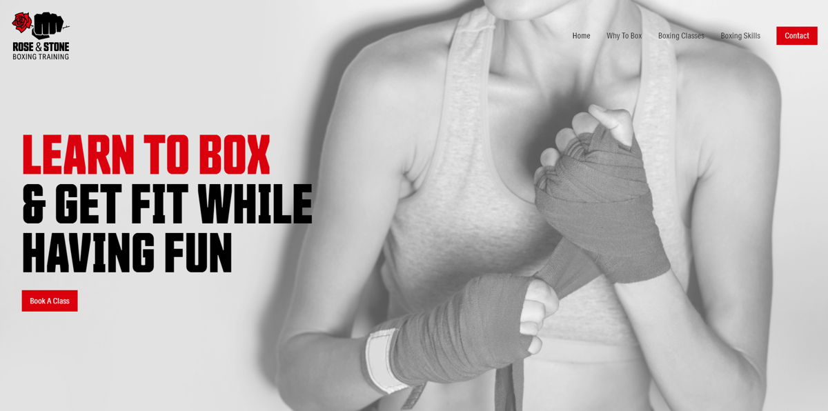 Screenshot of Rose and Stone, from the personal trainer websites collection.
